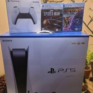 Brand new PS5. With 2 games and an extra controller.